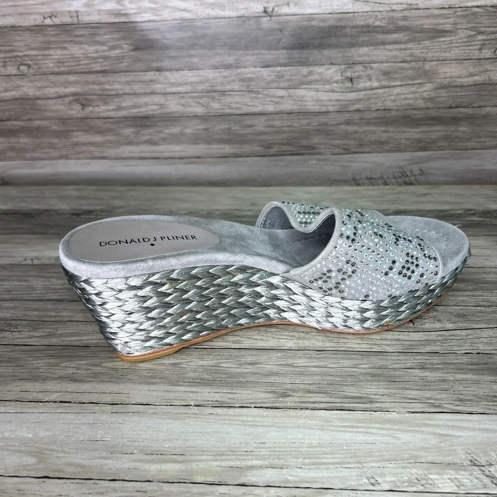 Donald J Pliner Frida SP Rhinestone Espadrille Wedge Slide Sandals 8M